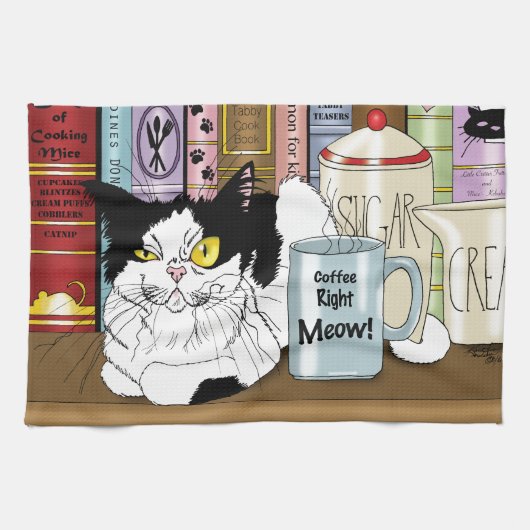 Kaffee Tuxedo Cat Funny Handtuch (Horizontal)