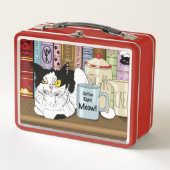 Kaffee Tuxedo Cat Funny Metall Brotdose (Vorderseite)