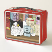 Kaffee Tuxedo Cat Funny Metall Brotdose (Rückseite)