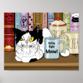 Kaffee Tuxedo Cat Funny Poster (Vorne)