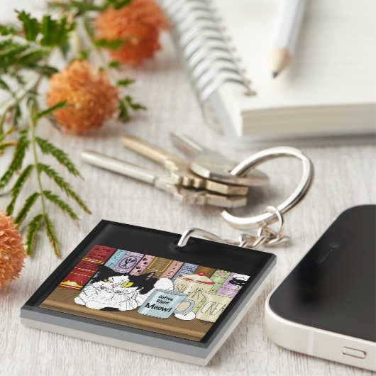 Kaffee Tuxedo Cat Funny Schlüsselanhänger (Vorderseite rechts)