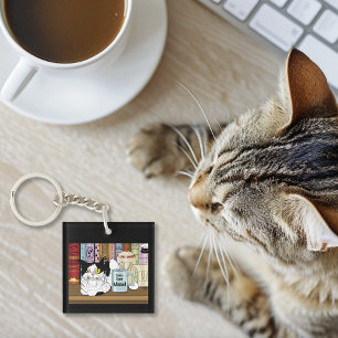 Kaffee Tuxedo Cat Funny Schlüsselanhänger