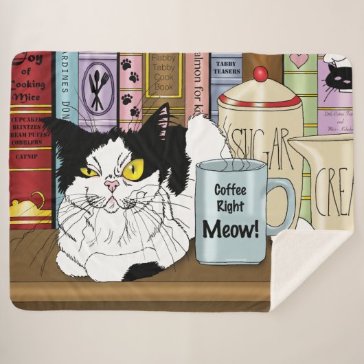 Kaffee Tuxedo Cat Funny Sherpadecke (Vorderseite (Horizontal))