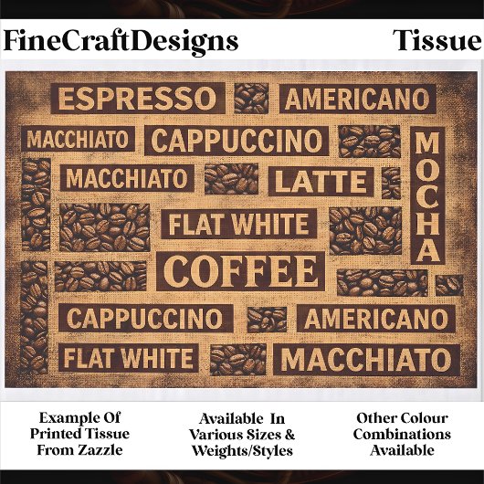 Kaffee Typografie Rustikales Jutegewebe Wort FC5 D Seidenpapier