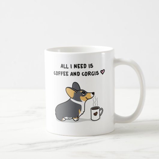 Kaffee u. Corgis [schwarzköpfige Tri] Kaffeetasse (Rechts)