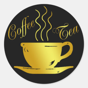 KAFFEE U. TEE RUNDER AUFKLEBER
