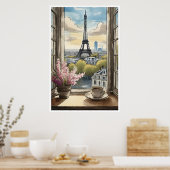 Kaffee über Paris und das Eiffelturm-Poster Poster (Küche)
