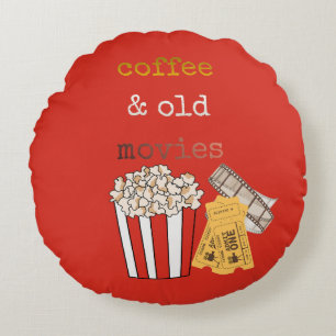 Kaffee und alte Filme Süße vintage Weihnachts-Hood Rundes Kissen
