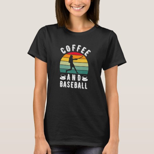 Kaffee und Baseball Pitcher gestreift Baseball Pla T-Shirt (Vorderseite)