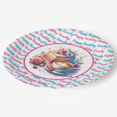 Kaffee und Birthday Cake Personalisiert Pappteller (Schrägansicht)