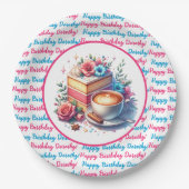 Kaffee und Birthday Cake Personalisiert Pappteller (Vorderseite)