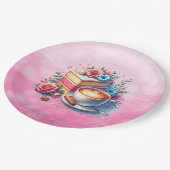 Kaffee und Birthday Cake Personalisiert Pappteller (Schrägansicht)