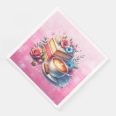 Kaffee und Birthday Cake Personalisiert Serviette (Ecke)