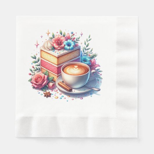 Kaffee und Birthday Cake Personalisiert Serviette (Vorderseite)