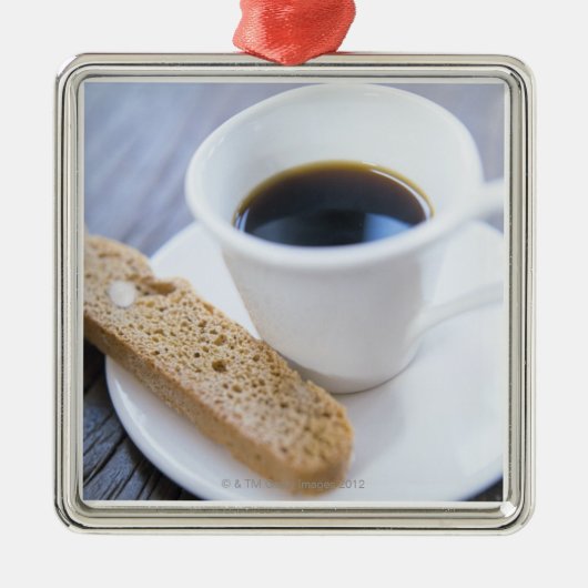 Kaffee und Biscotti Ornament Aus Metall (Vorne)