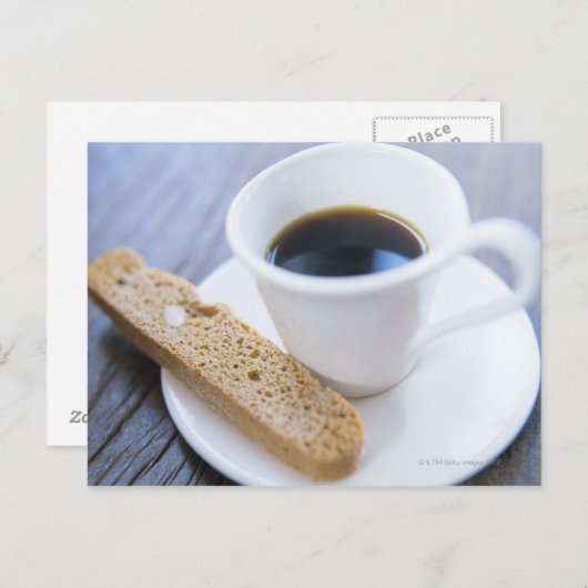 Kaffee und Biscotti Postkarte (Vorne/Hinten)
