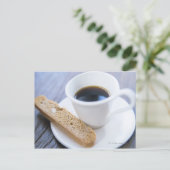 Kaffee und Biscotti Postkarte (Stehend Vorderseite)