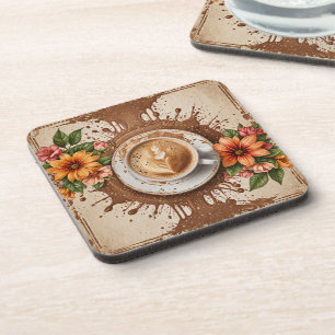Kaffee und Blume Getränkeuntersetzer