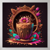 Kaffee und Blume Kunst Poster (Vorne)