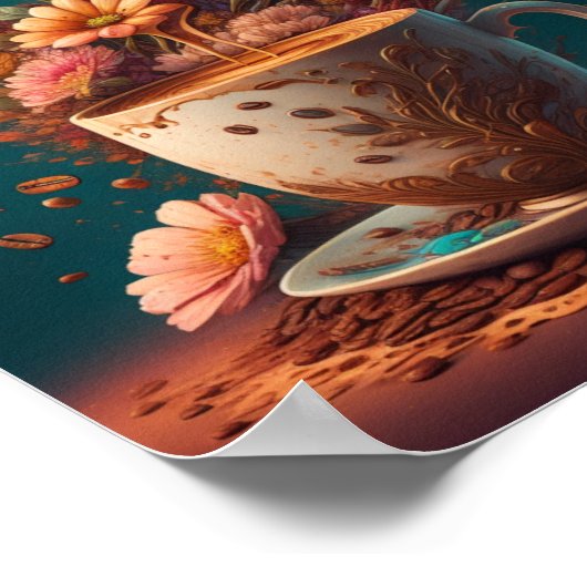 Kaffee und Blume Poster (Ecke)