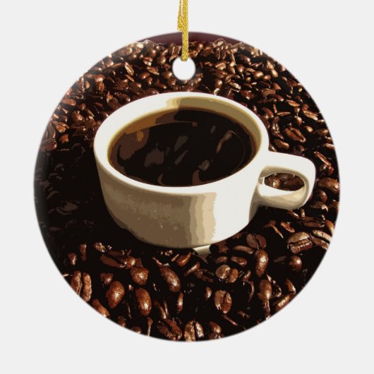 Kaffee und Bohnen Keramik Ornament (Hinten)