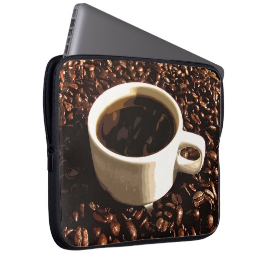 Kaffee und Bohnen Laptopschutzhülle (Vorne Rechts)