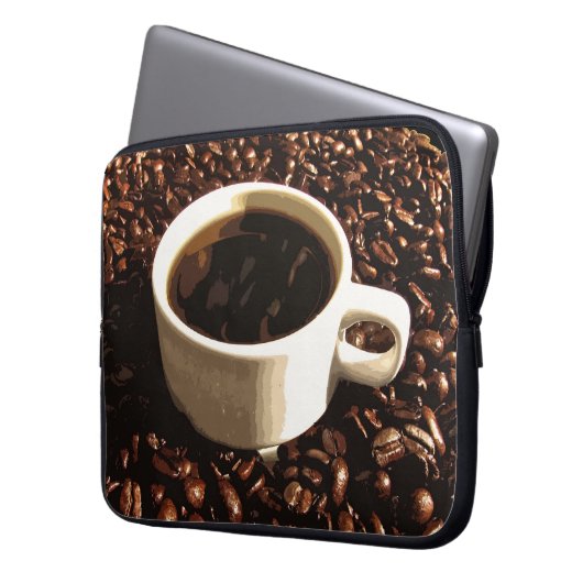 Kaffee und Bohnen Laptopschutzhülle (Vorderseite Links)