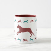 Kaffee und Boxer Hunde Zwei-Töne Tasse Maroon & Bl (Zentrum)
