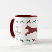 Kaffee und Boxer Hunde Zwei-Töne Tasse Maroon & Bl (Vorderseite Links)