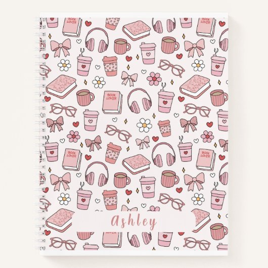 Kaffee und Buch Lover Spirituosen Notebook (Vorderseite)