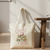 Kaffee und Bücher Floral Tragetasche