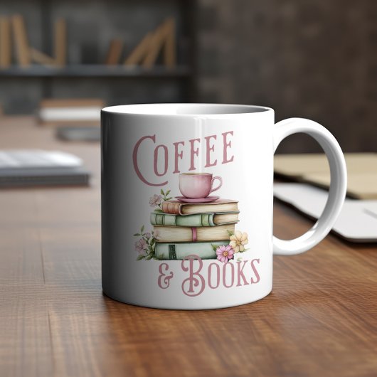 Kaffee und Bücher in Aquarellen Kaffeetasse