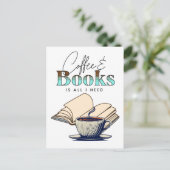 Kaffee und Bücher ist alles, was ich für Typografi Postkarte (Stehend Vorderseite)