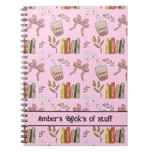Kaffee- und Bücher-Muster-Notizbuch Cozy Reader Notizblock