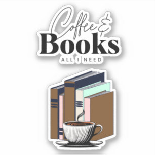 Kaffee und Bücher sind alles, was ich brauche Vint Aufkleber