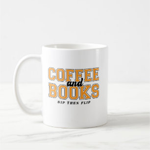 Kaffee und Bücher Trinke dann blättere Buchwurm Or Kaffeetasse