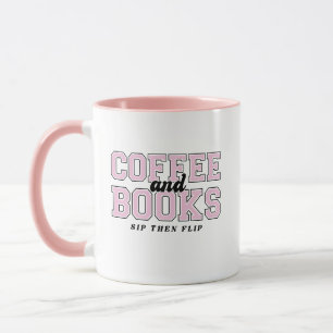 Kaffee und Bücher Trinke dann blättere Buchwurm Ro Tasse