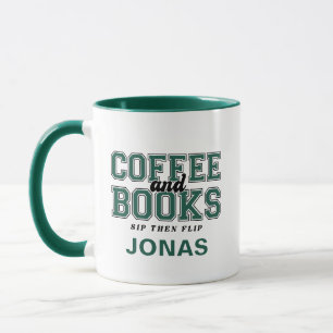 Kaffee und Bücher Trinken Sie dann blättern Buchwu Tasse