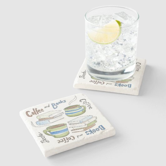 Kaffee und Bücher Untersetzer (Seitenansicht)