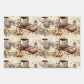 Kaffee und Bücher Wasserfarbmuster Geschenkpapier Set (Vorderseite 3)