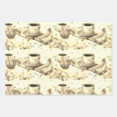 Kaffee und Bücher Wasserfarbmuster Geschenkpapier Set (Vorderseite 2)