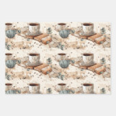 Kaffee und Bücher Wasserfarbmuster Geschenkpapier Set (Vorderseite)