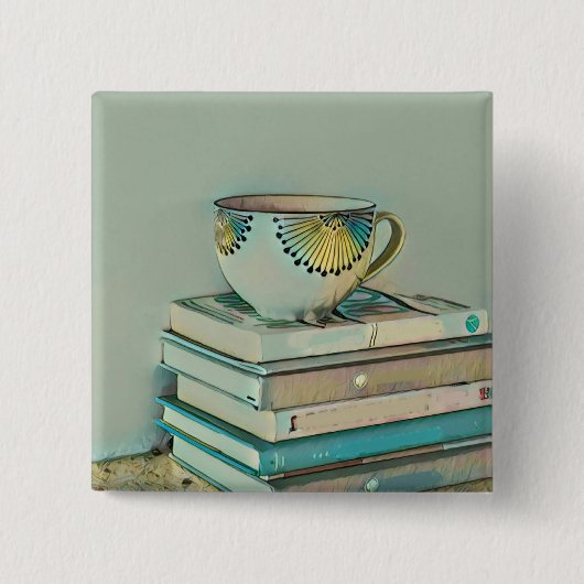 Kaffee- und Bücherliebhaber Button (Vorderseite)