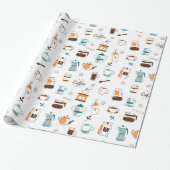 Kaffee und Café Muster Geschenkpapier (Ungerollt)