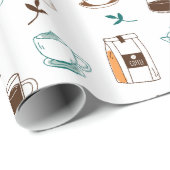 Kaffee und Café Muster Geschenkpapier (Rolleneckpunkt)
