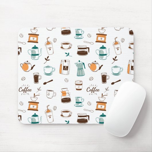 Kaffee und Café Muster Mousepad (Mit Mouse)