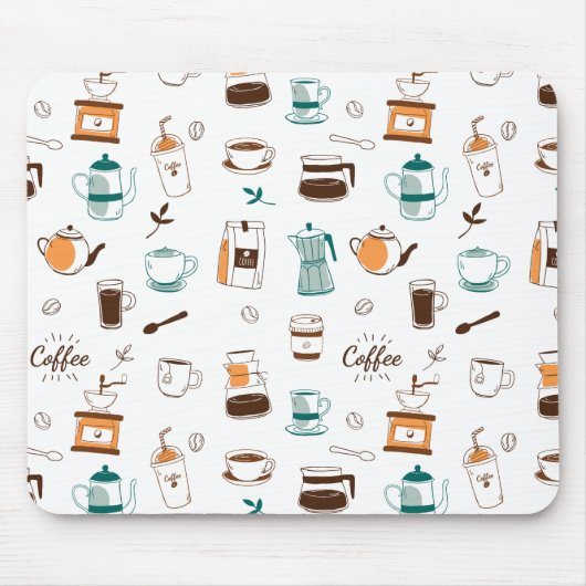 Kaffee und Café Muster Mousepad (Vorne)