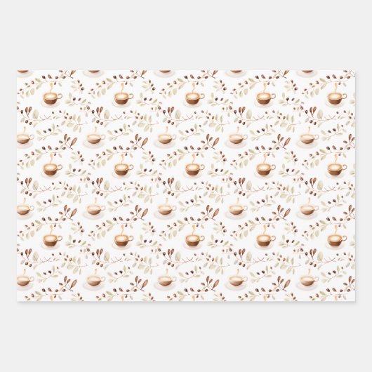 Kaffee und Café Pattern Geschenk Geschenkpapier Set (Vorderseite 3)