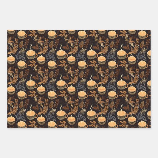 Kaffee und Café Pattern Geschenk Geschenkpapier Set (Vorderseite 2)