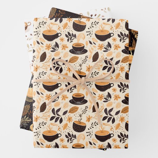 Kaffee und Café Pattern Geschenk Geschenkpapier Set (Beispiel)